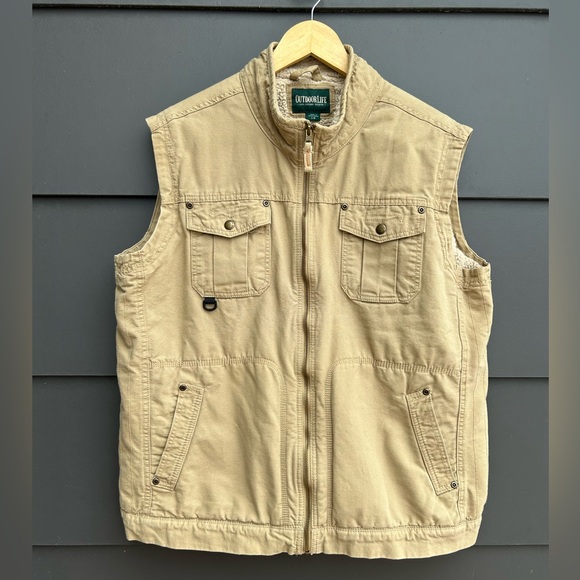 Weatherproof Other - Outdoor Life Men's Beige Utility Vest - Sherpa lined - L